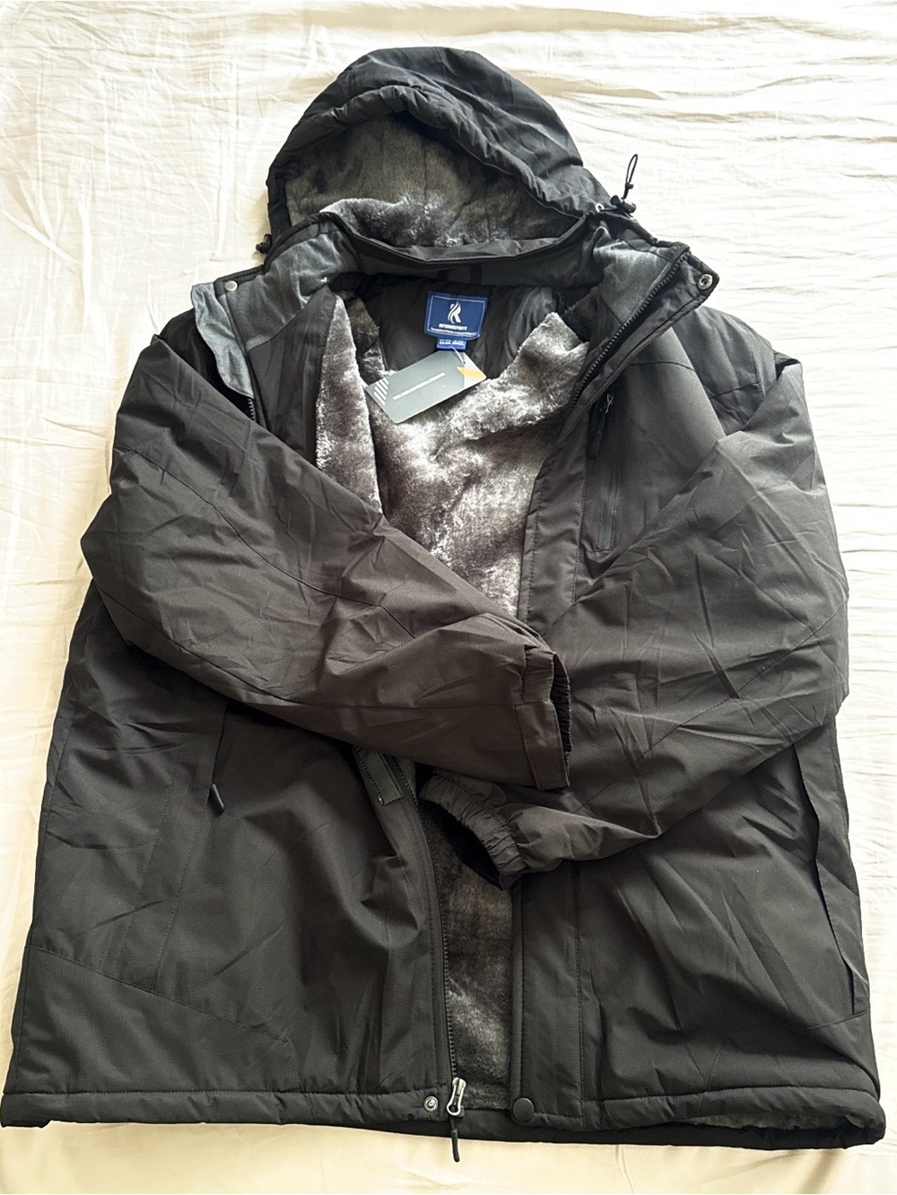 NWT Men’s 2XL Black Fleece-Lined Waterproof Parka